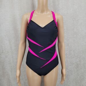Carol Wior Woman's 90s Slimsuit One Piece Swimsuit Women's size 10 Pink Black
